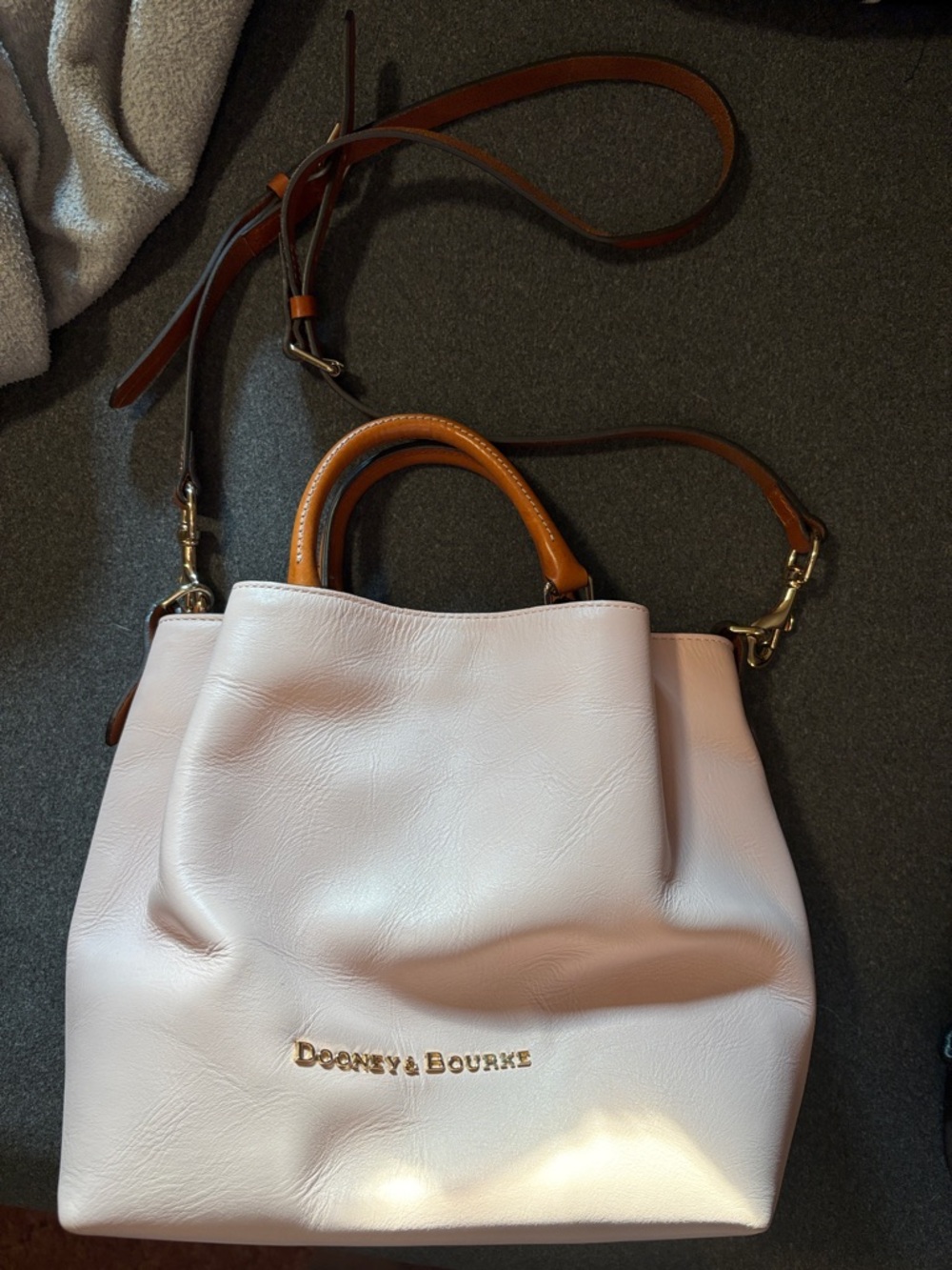 Dooney & Bourke Light Pink Leather Tote with Brown Handles